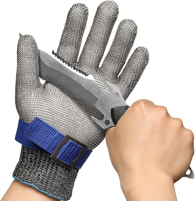 Schwer SlicePro ANSI A9 Cut Resistant Glove PR1706, Stainless Steel Mesh Metal Glove, Food Grade for Kitchen Cooking, Butcher Meat Cutting, Oyster Shucking, Mandoline, Non-PFAS (XL, 1 PCS)