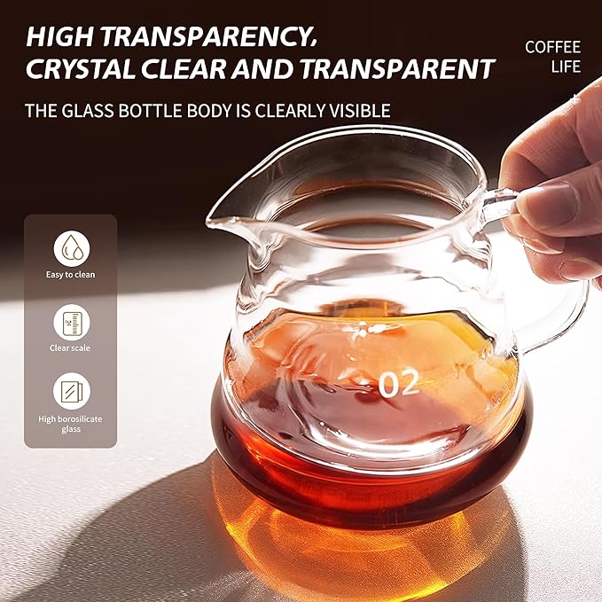 Glass Coffee Server for Drip Coffee Maker, Standard Glass Coffee Carafe, Coffee Pot with Lid, Clear, 01 360ml(12oz)