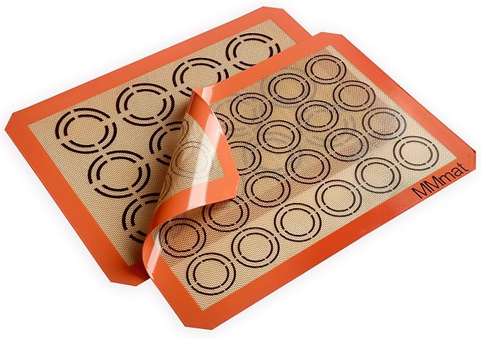 Silicone Baking Mats - Best German Silicone - Non Slip Silicone Baking Sheet, Non Stick Reusable Silicone Mats for Baking, Oven Liner, Counter Mat - 2 Half Sheets Cookie Baking Mats