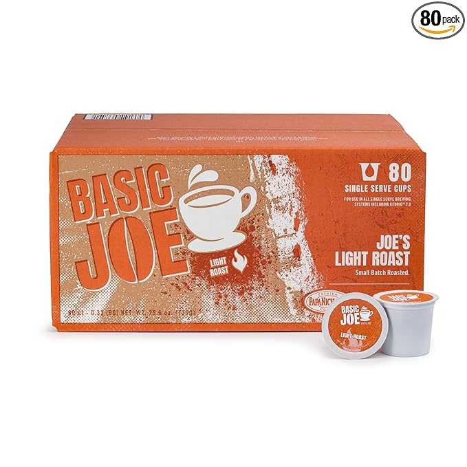 Basic Joe 80-Count 100% Arabica Light Roast Single Serve Coffee Pods for K-Cup Keurig Brewers