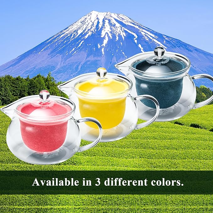 Heatproof Glass Teapot 13.5 fl (400 ml) with Removable Ceramic Infuser strainer Ha-Pot Made in Japan (Yellow)