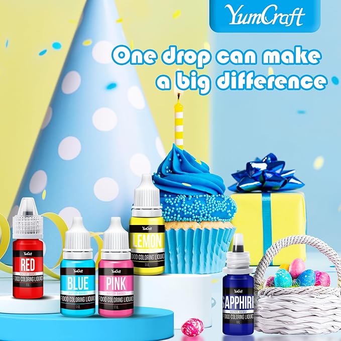 Food Coloring Liquid - Vibrant Color Food Coloring for Cake Decorating, Baking, Easter Egg, Icing - Tasteless Food Color Dye for Fondant, Cooking, Slime, Airbrush (Gold, 8 Fl.oz)
