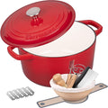 Enameled Cast Iron Dutch Oven Pot with Lid, for Bread Baking, Round Bread Oven- include Sourdough Bread Baking Supplies Set, 4.5QT, Red