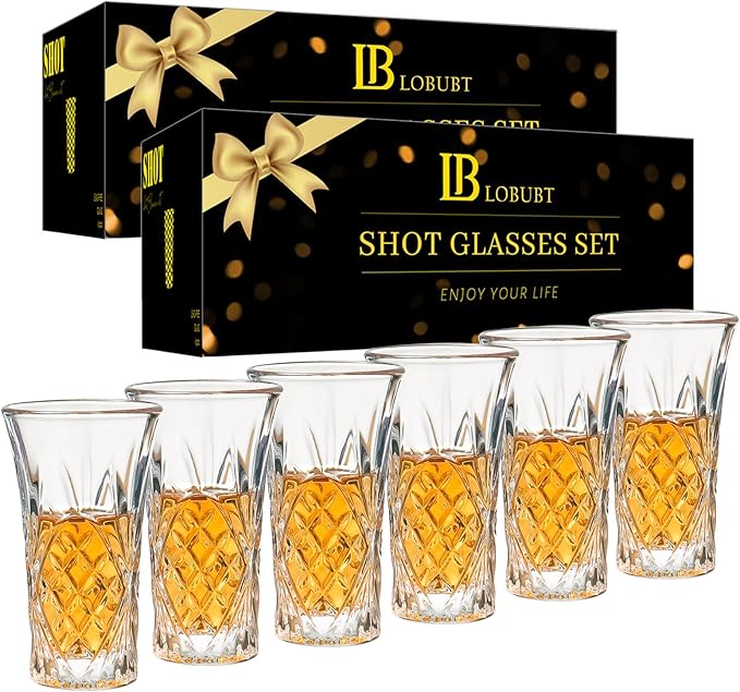 2 oz Shot Glasses Set,12-Pack Shot Glass with Heavy Base Crystal Shot Glasses Bulk Small Glass Cups for Liqueur Spirits Bar Party Favor Housewarming Gift