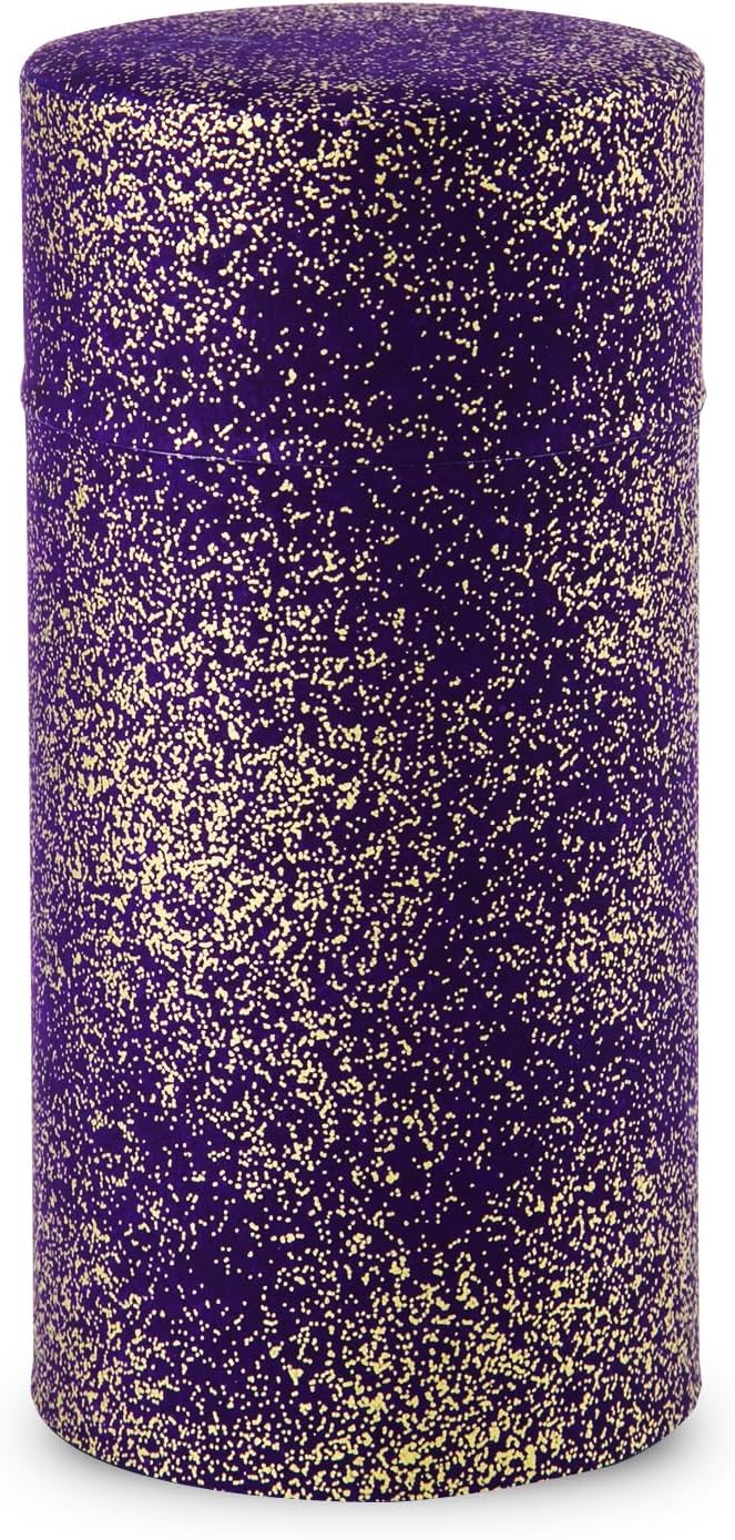 NOREN Japanese Tea Canister Tin (Yuzen Washi Paper - Gold and Purple), 7.06oz Size/Made in JAPAN with Includes Inner Lid of Airtight Damp-Proof/Kitchen Jar for Loose Leaf Coffee Tea Spice and More