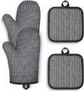 Oven Mitts and Pot Holders, Silicone Oven Gloves, 500 F Heat Resistant Oven Mitts Sets, Non-Slip Silicone Textured Grip, Darkgray