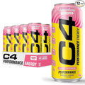 Cellucor C4 Performance Energy Drink | Strawberry Blast | Zero Sugar Carbonated Preworkout Energy | 200mg Caffeine with Beta Alanine | 16 Fl Oz (12 Pack)