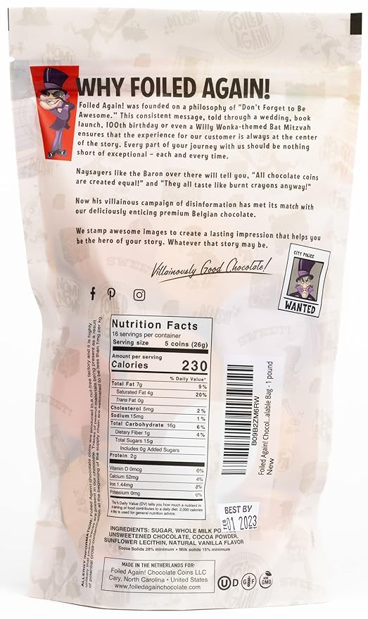 Foiled Again! Chocolate St. Nicholas Day Coins - Belgian Milk Chocolate Coins - Bright Colorful Foils - Beautiful Feast of St. Nicholas Designs - Sealed, Resealable Bag - 1 pound