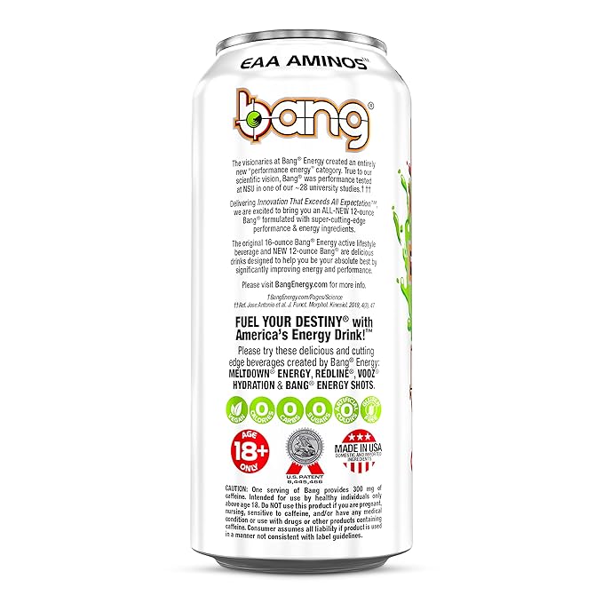 Bang Candy Apple Crisp Energy Drink, 0 Calories, Sugar Free, 16 Fl Oz (Pack of 12)