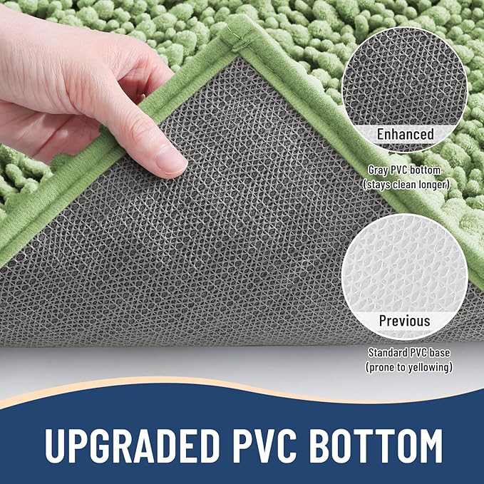 Arotive Luxury Chenille Bathroom Rug Mat, Extra Soft Thick Absorbent Shaggy Bath Rugs, Non-Slip Machine Wash Dry, Plush Bath Mats for Bathroom, Shower and Tub, 40x24, Sage Green
