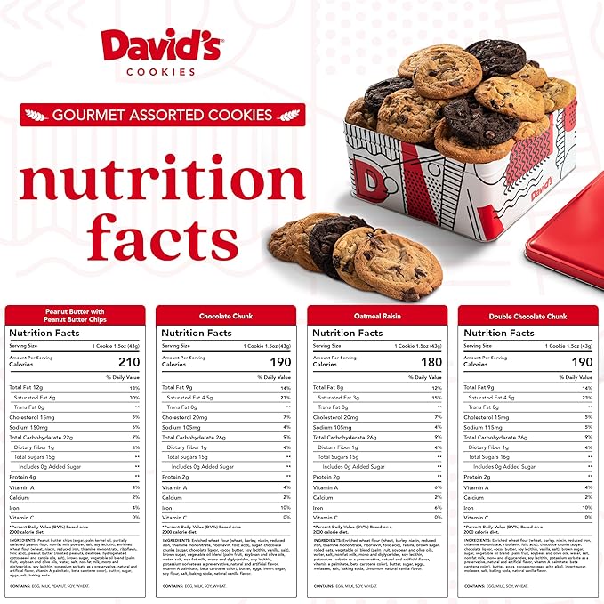 David's Cookies 2lbs Assorted Flavors Fresh Baked Cookies - Handmade and Gourmet Cookies - Delectable and Made with Premium Ingredients - Cookie Gift Basket - Great Gift For All Occasions