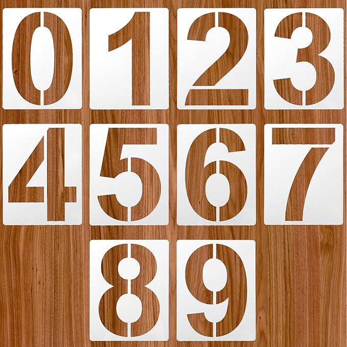 5 Inch Number Stencils 0-9 Address Number Stencil Reusable Number Stencils Set Digital Stencils Templates for Cake Stencil Address Number Painting Stencils Templates