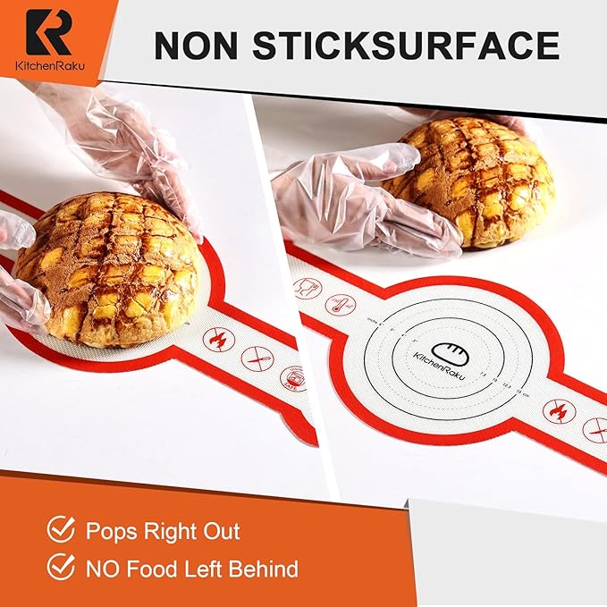 Cook's Aid 2 Pcs Silicone Bread Sling for Dutch Oven, Non-Stick Bread Baking Mat Set, Reusable Sourdough Bread Sling with Long Handles for Easier Transfer for Dough