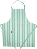 AMOUR INFINI Cotton Striped Aprons for Women with Pockets - Adjustable Strap and Waist Ties Printed Apron for Baking, Cooking, Gardening (27.5 x 33 Inches - Sage Green)