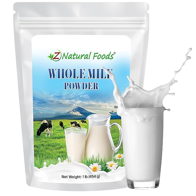 Z Natural Foods Premium Whole Milk Powder - Powdered Milk for Baking, Cooking, Drinks - Dry Milk Powder, Pasteurized, Non-GMO, Gluten-Free, Kosher-Certified, 1 lb