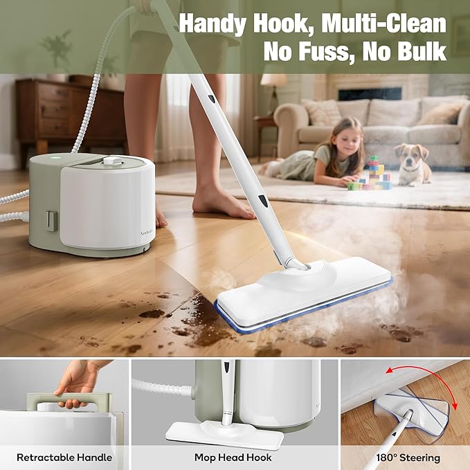 Newbealer Heavy-Duty Steam Cleaner for Home, Stainless Steel Boiler, Steam Mop with 20-Piece Accessories, Max 5 Bar, Multi-Purpose Steamer for Floors, Cars, Furniture, Upholstery, and More