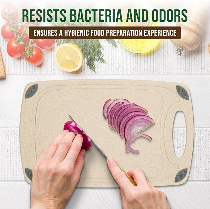 2-Piece Reversible Cutting Board Set Made from Natural Food Grade Wheat Straw Material - Eco-Conscious Alternative to Plastic - Gluten Free & BPA Free Chopping Boards for Kitchen