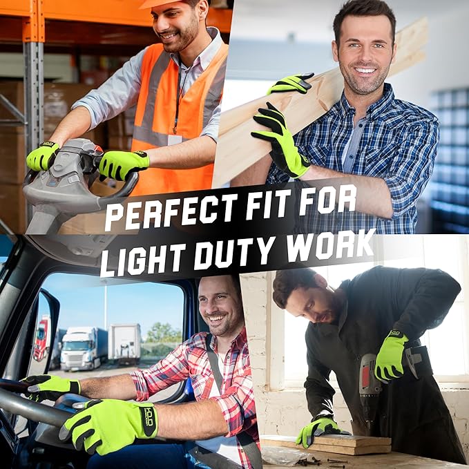 HANDLANDY Work Gloves for Men & Women, Utility Mechanic Working Gloves Touch Screen, Flexible Yard Work Gloves