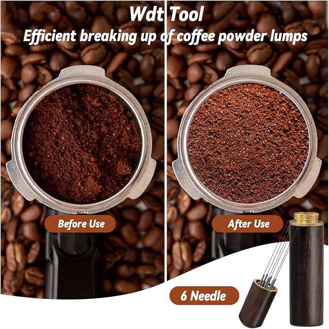 51mm Tamper Espresso Accessories Kit, Coffee Espresso Tamper Set with Wdt Tool, Espresso Tamper Mat, Espresso Dosing Funnel, 51mm Espresso Puck Screen, Coffee Tamper Espresso Barista Tools