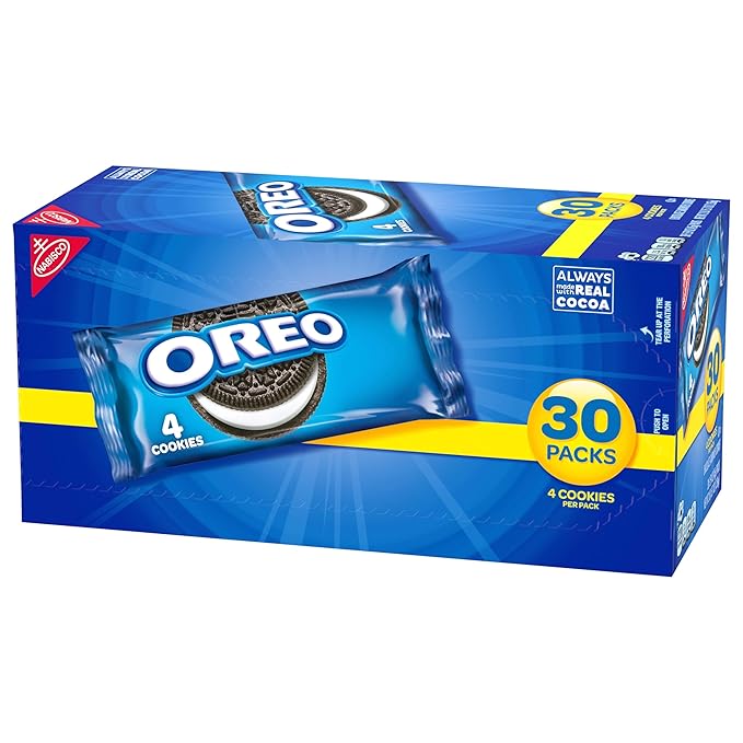 OREO Chocolate Sandwich Cookies, 30 Snack Packs (4 Cookies Per Pack)