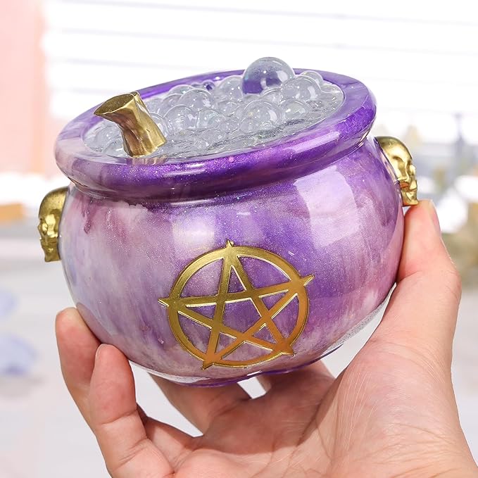LET’S Resin Witch Cauldron Resin Mold, Halloween Resin Molds, 3D Jar Resin Molds Silicone 4.7'' Width, Large Jar Molds for Epoxy Resin Casting Craft, Storage Box,Candy Container,Candle Holder