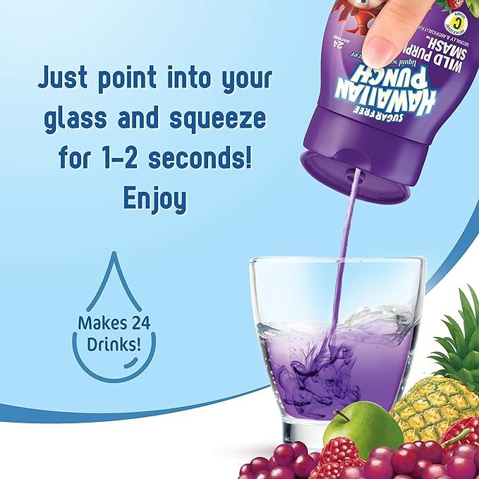 Hawaiian Punch, Wild Purple Smash, Liquid Water Enhancer – New, Better Taste! – High Antioxidant Vitamin C, Sugar Free, Zero Calorie Flavoring Drops (4 Bottles, Makes 96 Flavored Water Drinks)