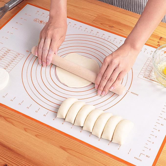 Silicone Baking Mat，Non Stick Rolling Dough with Measurements for Pie Pizza Cookies Fondant Making，Extra Thick Non Slip Silicone Pastry Mat