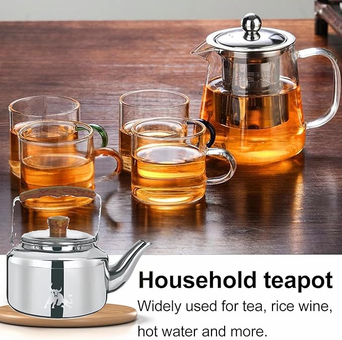 Chandler 3.12 Liter Tea Pots, Vintage Tea Kettle - 0.4mm Stainless Steel Pot - Hard to Dent | Ergonomic Handle with a Cool Grip | Portable Tea Kettle For Camping (Silver Colour)