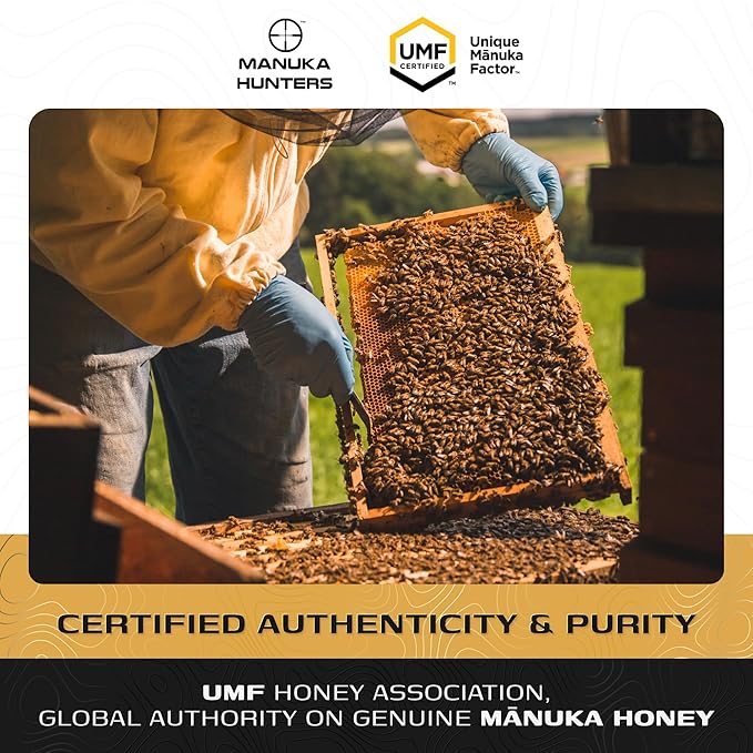 Manuka Hunters UMF 26+/MGO 1280+ Certified New Zealand Manuka Honey - 100% Pure Natural Sweetener - Gluten, Dairy Free - Ideal for Tea, Coffee, Smoothies, and Baking - Sustainable - 8.8oz/250g Jar