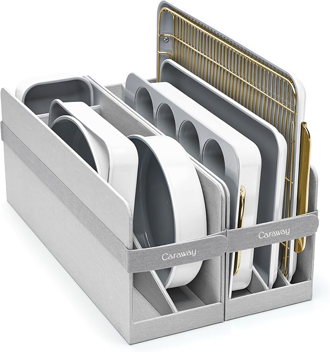 Caraway Nonstick Ceramic Bakeware Set (11 Pieces) - Baking Sheets, Assorted Baking Pans, Cooling Rack, & Storage - Aluminized Steel Body - Non Toxic, PTFE & PFOA Free - White