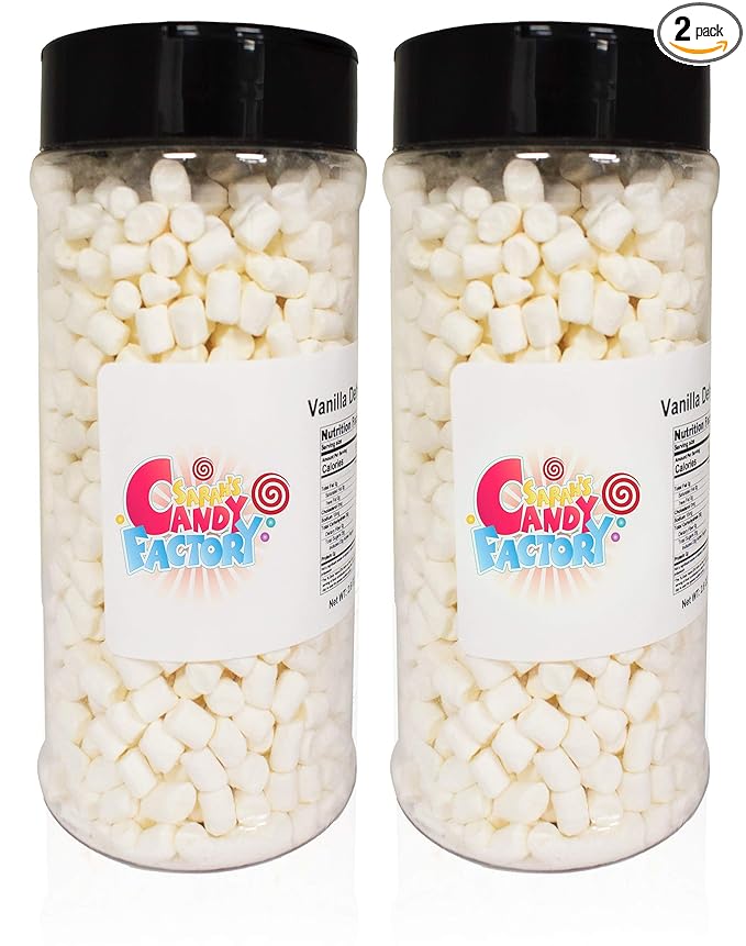Sarah's Candy Factory Variety Dehydrated Marshmallow Bits, Vanilla Marshmallows in Jar, Assorted Marshmallows in Jar Vanilla-Vanilla