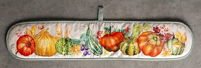 Maison d' Hermine Double Oven Mitts 100% Cotton 7"x35" Double Oven Mitt Heat Resistant BBQ Cooking Gloves with Loop, Baking, Grilling, Home, Kitchen, Handling Hot Pans (Lumina)