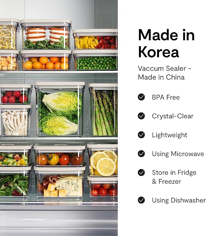 Premium Airtight Food Storage Container. Special Edition Mercury Color 8P/Set. 7pcs Container and Vacuum Sealer. Patented Double Silicone Lining, 100% Leak Proof, BPA-FREE
