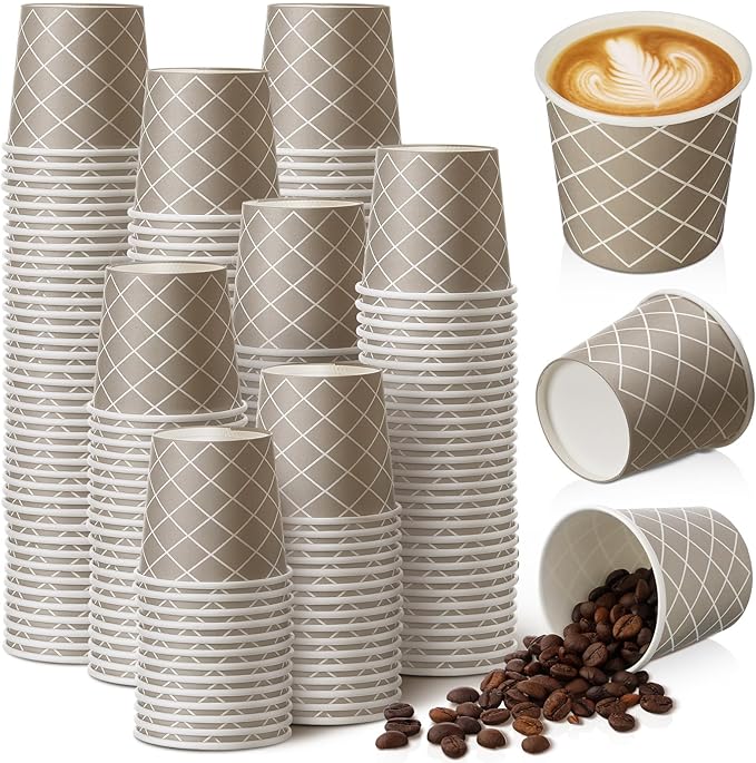 Rtteri 300 Pcs Count 3 oz Disposable Coffee Cups Disposable Espresso Cups Small Paper Cups 3 oz Cups for Coffee Tea Cocoa Juice Mini Paper Cups for Cafes Offices and Home