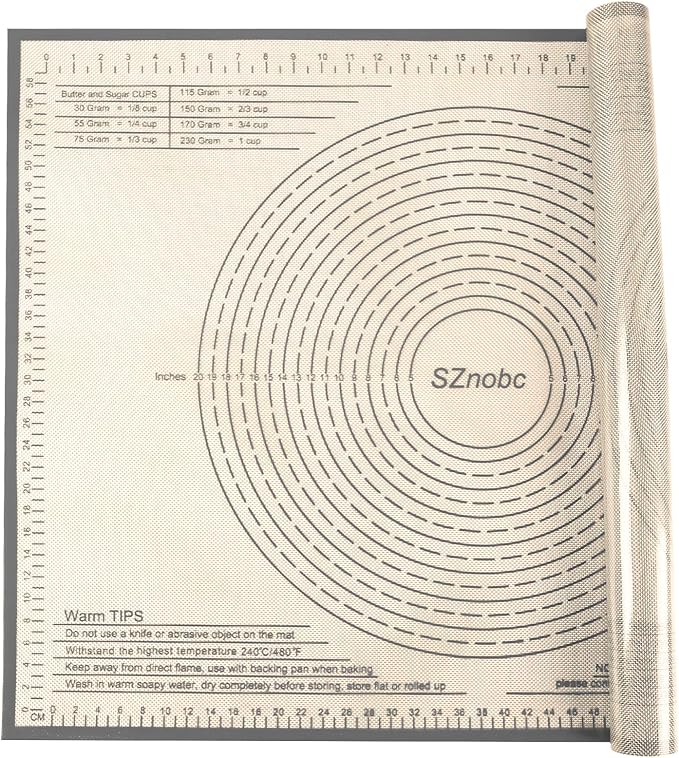 Silicone Pastry Mat 34'' By 26'' Extra Large Baking Mat with Measurements for Dough Rolling, Kneading Board, Kitchen Counter Mats for Dough, Pastry, Fondant, Pie Crust, Cookies, Bread, Pasta, Pizza
