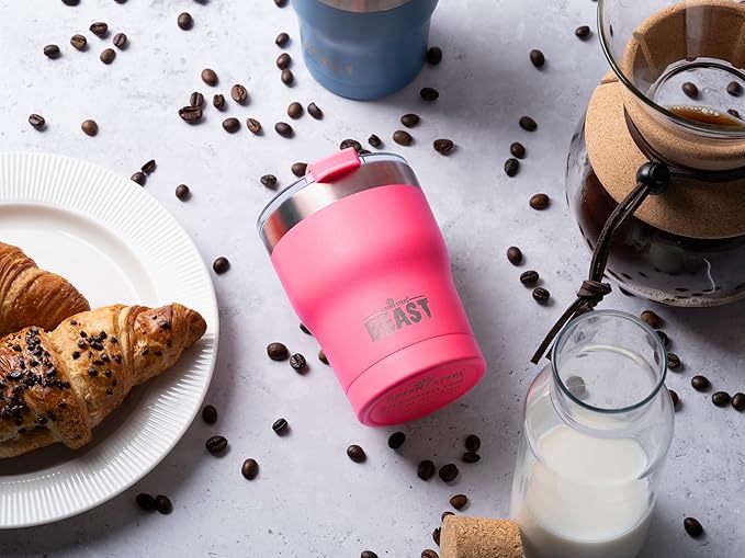 Beast 10 oz Tumbler Stainless Steel Vacuum Insulated Coffee Ice Cup Double Wall Travel Flask (Cupcake Pink)