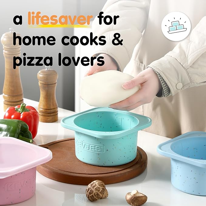 PLUS 1000ml Pizza Dough Proofing Containers for DIY family Artisan Pizza, Food Grade Silicone Stackable Boxes with Lids, Freezer, Fridge, Dishwasher Safe-Sprinkles Pattern-3 Pack (Multicolors)