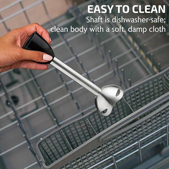 OVENTE Immersion Hand Blender, 300W Electric Handheld Portable Stick Mixer with 2 Mixing Speed and Stainless Steel Blades for Effortless Blending Smoothies, Shakes, Puree or Baby Food, Black HS560B