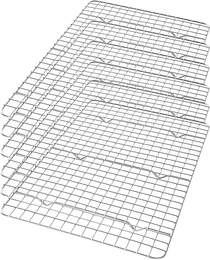 Stainless Steel Cooling Rack Size - Large, 11.75 x 17 Inches, Dishwasher-Safe, Oven Safe, Cookie Cooling Racks for Baking & Cooking - Pack of 6