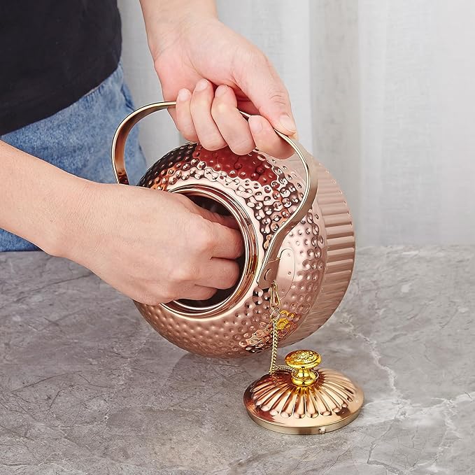 SANQIAHOME Antique 1.5L (50Oz) Stainless Steel Teapot with Infuser copper