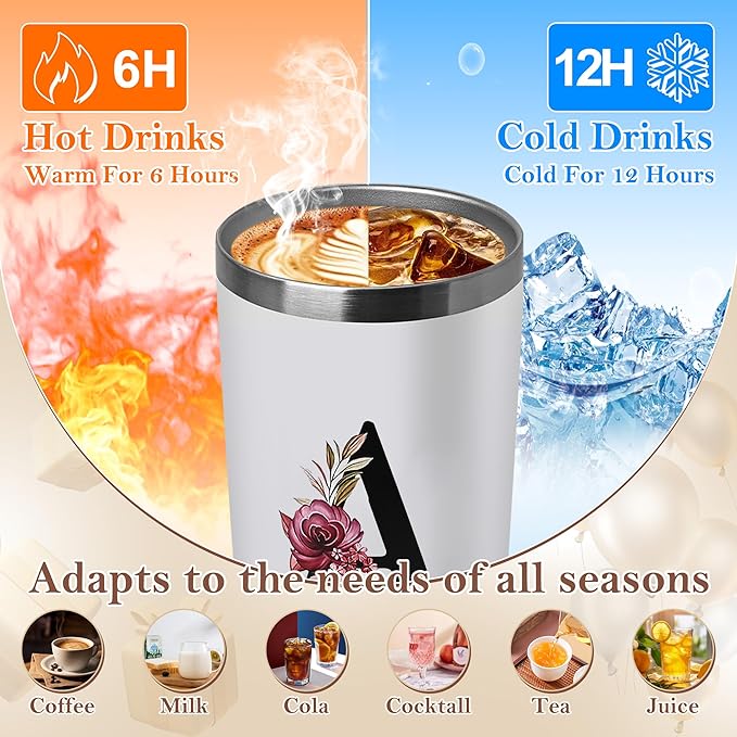 20 Oz Insulated Coffee Cup with Lid Car Tumbler Travel Mug for Women Ideal Birthday Wedding Christmas Cute Personalized Unique Gift Valentines Special Romantic Present Day Husband's Wife