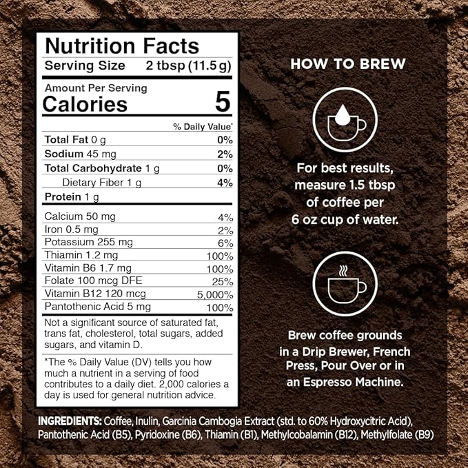 VitaCup Slim Organic Coffee Pods, Diet Support with Ginseng, Garcinia, B Vitamins, Bold Medium Dark Roast, Single Serve Pod, Compatible with Keurig K-Cup Brewers,16 Ct