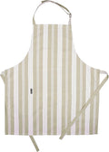 AMOUR INFINI Cotton Striped Aprons for Women with Pockets - Adjustable Strap and Waist Ties Printed Apron for Baking, Cooking, Gardening (27.5 x 33 Inches - Tan)