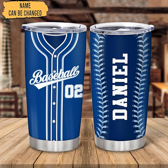 Hyturtle Personalized Baseball Tumbler Baseball Players Design Stainless Steel Double Walled Vacuum Insulated Tumblers 20oz30oz Coffee Travel Mug Cup Christmas Gift For Men Boys Friends Dad Sports Fan