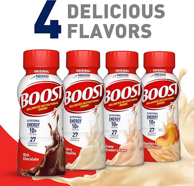 BOOST Original Ready to Drink Nutritional Drinks, Very Vanilla, 8 Fl Oz Bottles, Pack of 24