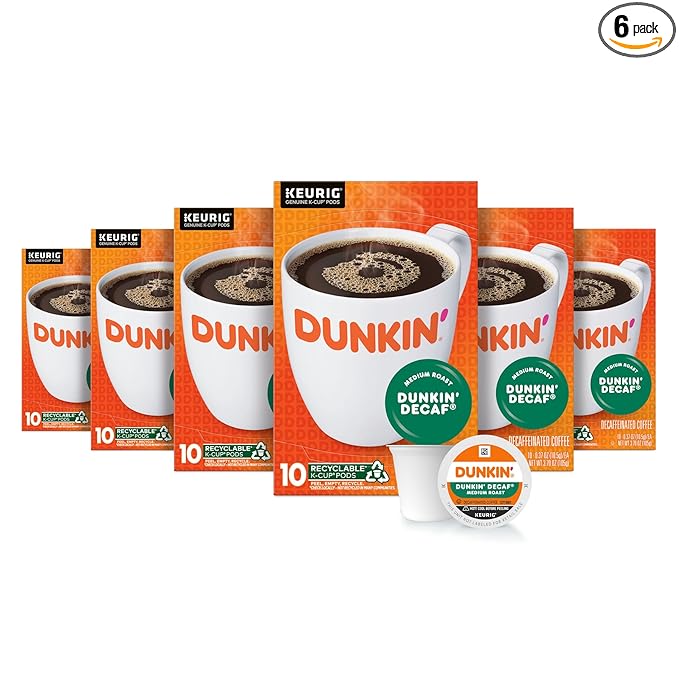Dunkin' Decaf Medium Roast Coffee, 60 Keurig K-Cup Pods