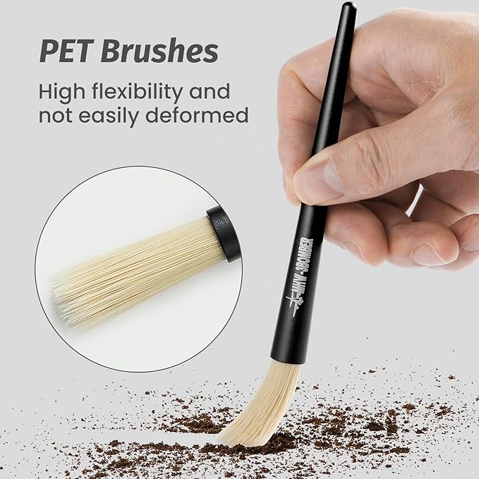 MHW-3BOMBER Coffee Grinder Air Blower and Espresso Cleaning Brush Set, Slim Kitchen Brush, PVC Air Duster and Aluminum Alloy Brush Kit for Grinder, Lens, Keyboard, Coffee Powder Cleaning Tool CS7089