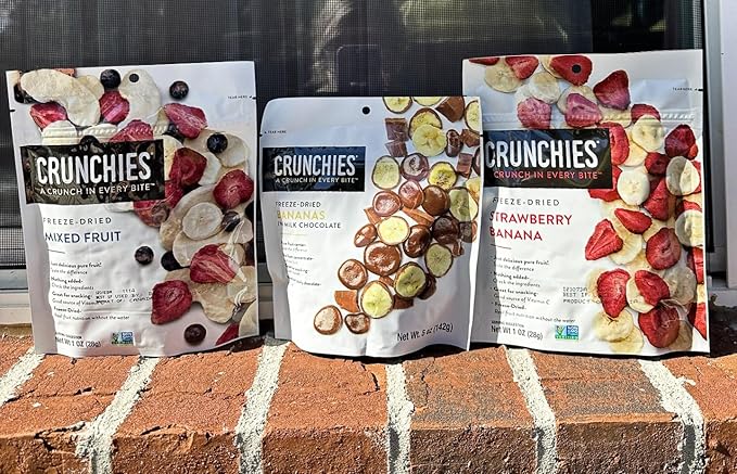 Crunchies Freeze-Dried Fruits, 100% All Natural Crispy Fruit, Non GMO and Kosher, Resealable Freeze Dried Fruit Snack Packs, Pack of 6 (Banana Lovers Variety Pack)