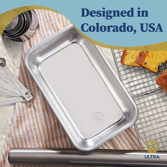 Ultra Cuisine Aluminum Loaf Pan for Baking Bread - 9.5x5 inch Loaf Pan, 1lb - Easy Clean, Quality, Durable Bread Tin - Commercial Aluminum Bread Pan for Baking Banana Bread, Cakes, Casseroles, Loaves