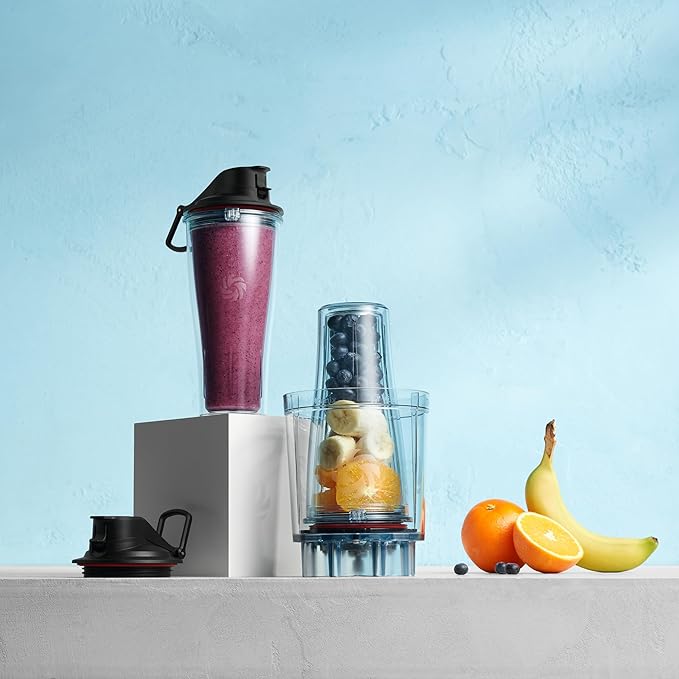 Vitamix Personal Cup Adapter, BPA-Free, Dishwasher Safe, Two 20oz Cups, Two Lids and One Adapter, Clear